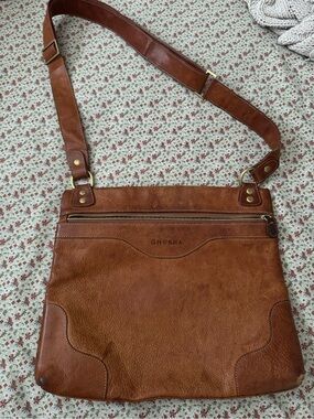 Ghurka Leather Crossbody Bag in Cognac Brown